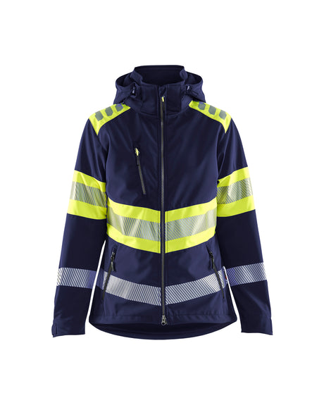 High-Visibility Softshell Jack Dames 4404 - Marine/High Vis Geel