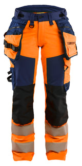 Werkbroek High-Visibility Dames 7022 - High Vis Oranje/Marineblauw