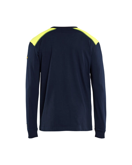 T-shirt Lange Mouwen Vlamvertragend Inherent 3483 - Marine/High Vis Geel