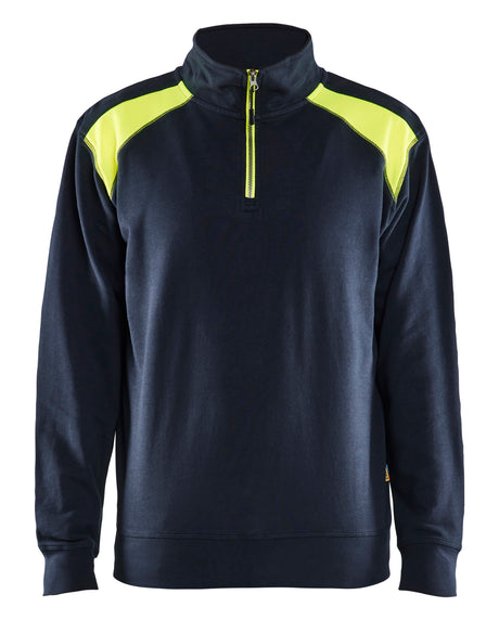 Sweatshirt 3353 - Donker marineblauw/High Vis Geel