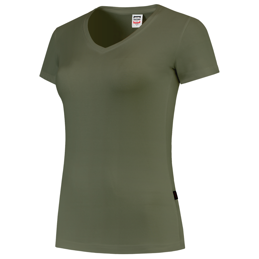 Tricorp T-shirt V Hals Fitted Dames 101008 Dark Olive Green T-shirts Army / L,Army / M,Army / S,Army / XL,Army / XS,Army / XXL