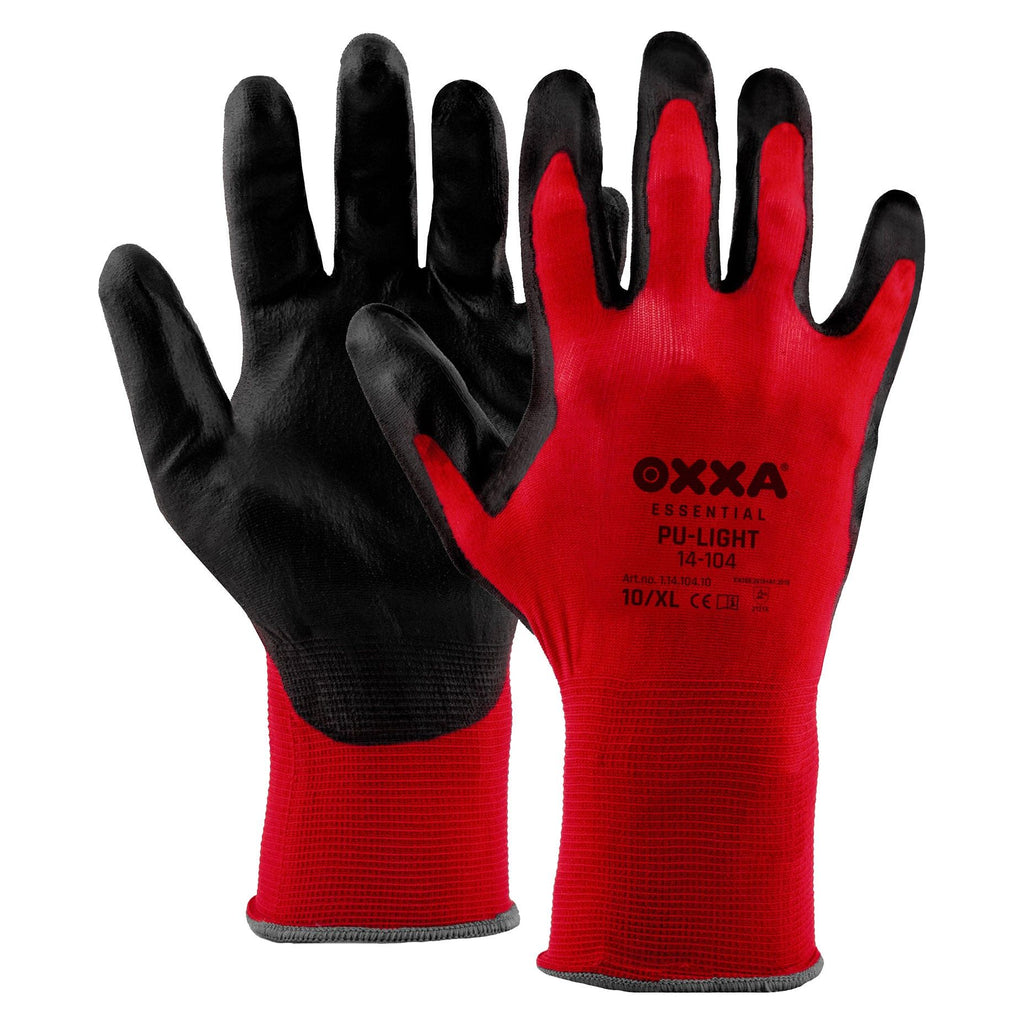 OXXA Essential OXXA® PU-Light 14-104 handschoen Black Handschoen zwart/rood / 7/S,zwart/rood / 8/M,zwart/rood / 9/L,zwart/rood / 10/XL,zwart/rood / 11/XXL