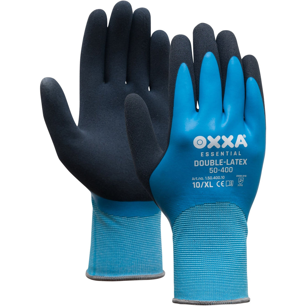 OXXA Essential OXXA® Double-Latex 50-400 handschoen Dark Slate Gray Handschoen zwart/blauw / 7/S,zwart/blauw / 8/M,zwart/blauw / 9/L,zwart/blauw / 10/XL,zwart/blauw / 11/XXL