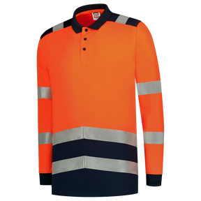 Tricorp Poloshirt High Vis Bicolor Lange Mouw 203008 Chocolate Poloshirts FluororangeInk / XS,FluororangeInk / S,FluororangeInk / M,FluororangeInk / L,FluororangeInk / XL,FluororangeInk / XXL,FluororangeInk / 3XL,FluororangeInk / 4XL