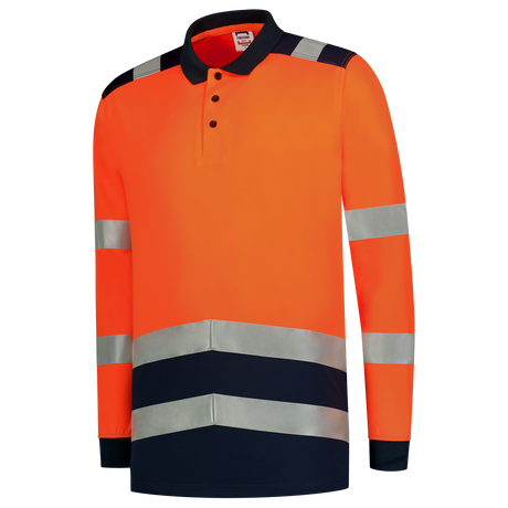 Tricorp Poloshirt High Vis Bicolor Lange Mouw 203008 Chocolate Poloshirts FluororangeInk / XS,FluororangeInk / S,FluororangeInk / M,FluororangeInk / L,FluororangeInk / XL,FluororangeInk / XXL,FluororangeInk / 3XL,FluororangeInk / 4XL