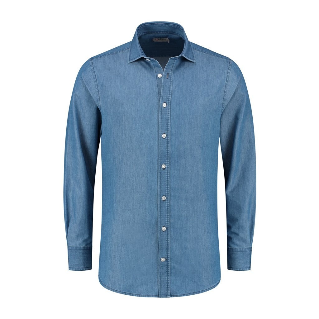 Santino Santino overhemd Felix Slate Gray Shirt Washed Denim / S, M, L, XL, XXL, 3XL