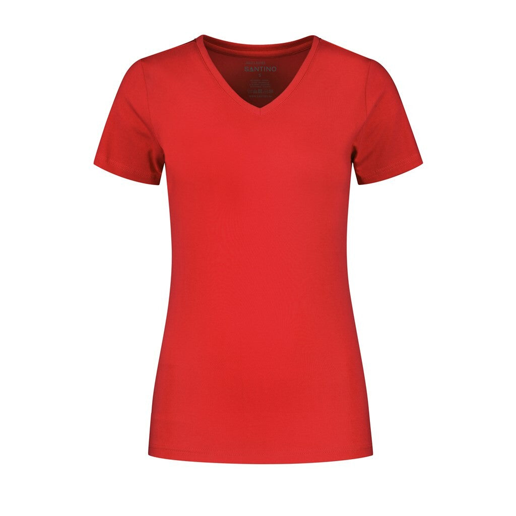 Santino Santino t-shirt Jazz Ladies V-neck Firebrick T-shirt Red / XS, S, M, L, XL, XXL